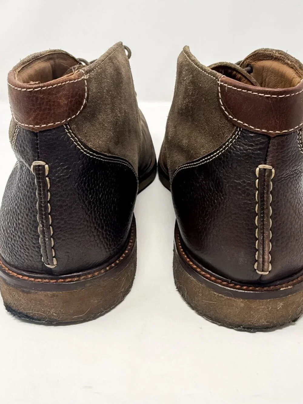 ECCO Suede Pebbled Leather Chukka Ankle Boots Men's 11.5 Brown Crepe Soles